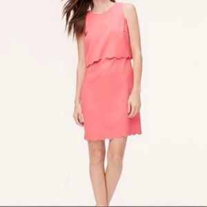 LOFT scalloped pink dress